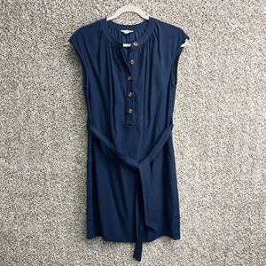 A Loves A Dress Women’s Small Navy Blue Sleeveless Button Down Henley Front